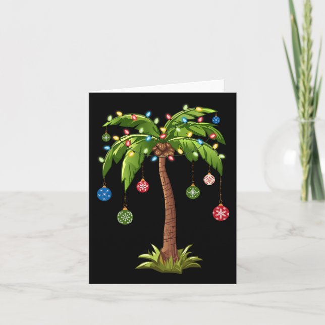 Carte Palmier de Noël Lumière Hawaï Tropical Noël 1 (Devant)