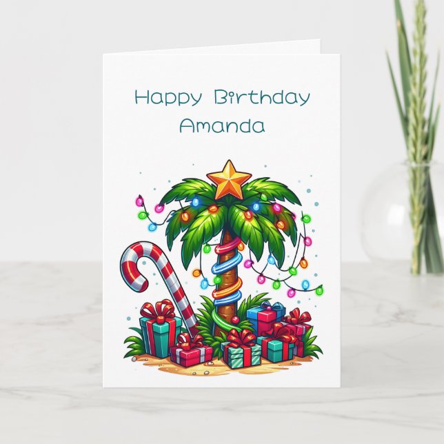 Carte Palmier de Noël tropical (Devant)