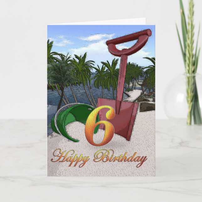 Carte Palmiers côté plage océan tropical 6ème anniversai (Devant)