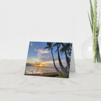 Carte Palmiers de Maui et coucher du soleil