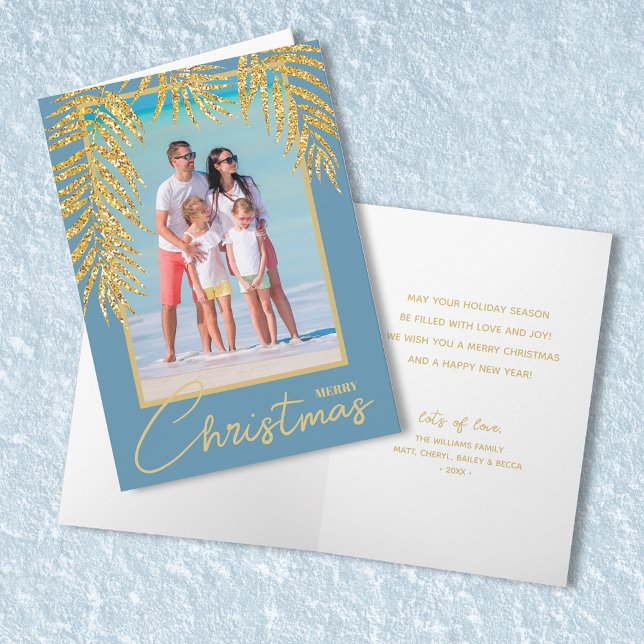 Carte Palmiers tropicaux Plié Photo Noël (Créateur téléchargé)