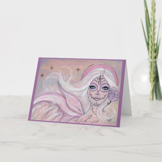 Carte Paloma rose Day of the dead greeting card By Renee (Devant)