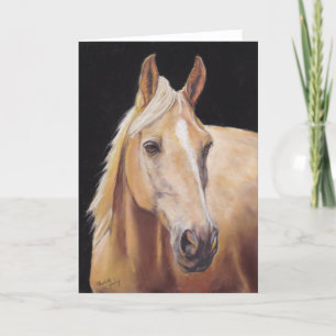 Carte Palomino Horse Head Equine Art Grey Card