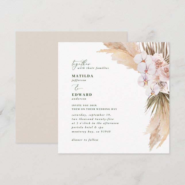 Carte Pampas herbe dessert naturel sec botanique (Devant / Derrière)