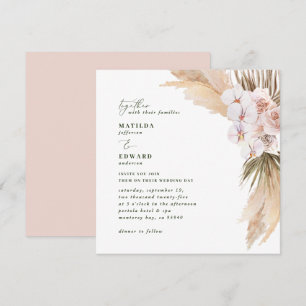 Carte Pampas herbe palm séché botanique rose rose rustiq