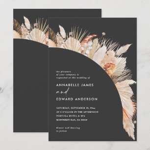 Carte Pampas noir moderne bohème mariage d'herbe