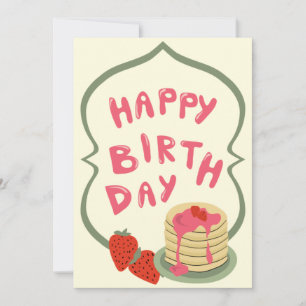 Carte Pancakes aux fraises Joyeux anniversaire