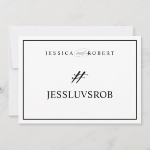 Carte Pancarte de mariage élégante avec le signe # et un