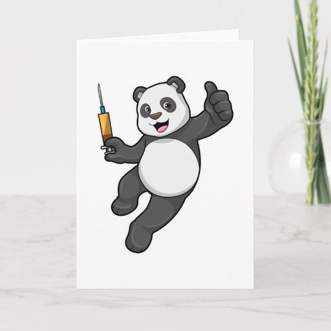 Carte Panda à la vaccination avec seringue (Devant)