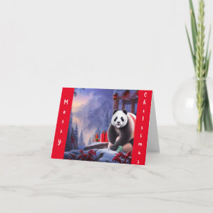 Carte Panda à Noël