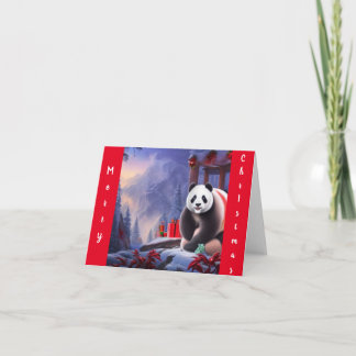 Carte Panda à Noël