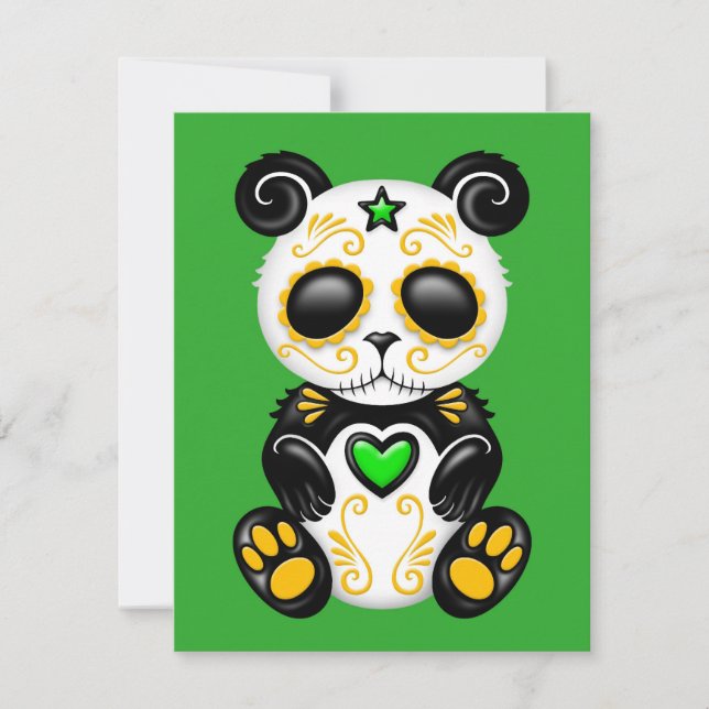 Carte Panda à sucre Zombie vert (Devant)