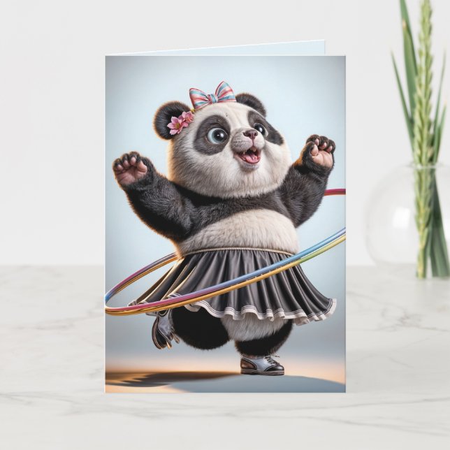 Carte Panda Anniversaire Avec Hula Hoop (Devant)