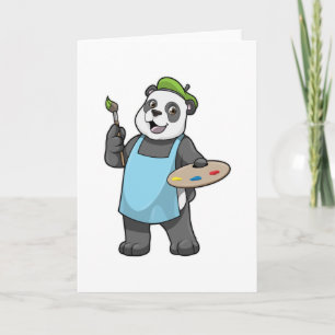 Carte Panda as Painter with Brush & Colour