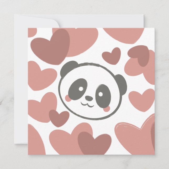 Carte Panda aux coeurs (Devant)
