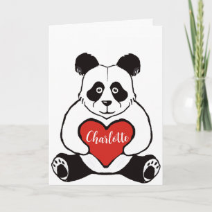 Carte Panda avec anniversaire de coeur