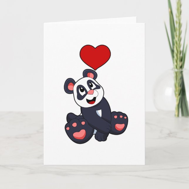 Carte Panda avec coeur (Devant)
