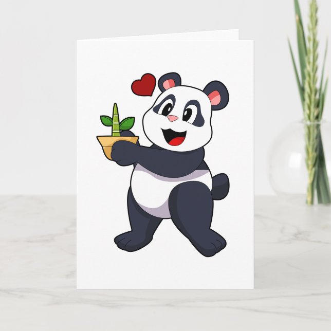 Carte Panda avec fleur de bambou (Devant)