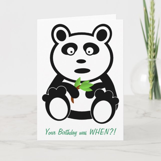 Carte Panda avec l'anniversaire tardif de bambou (Devant)