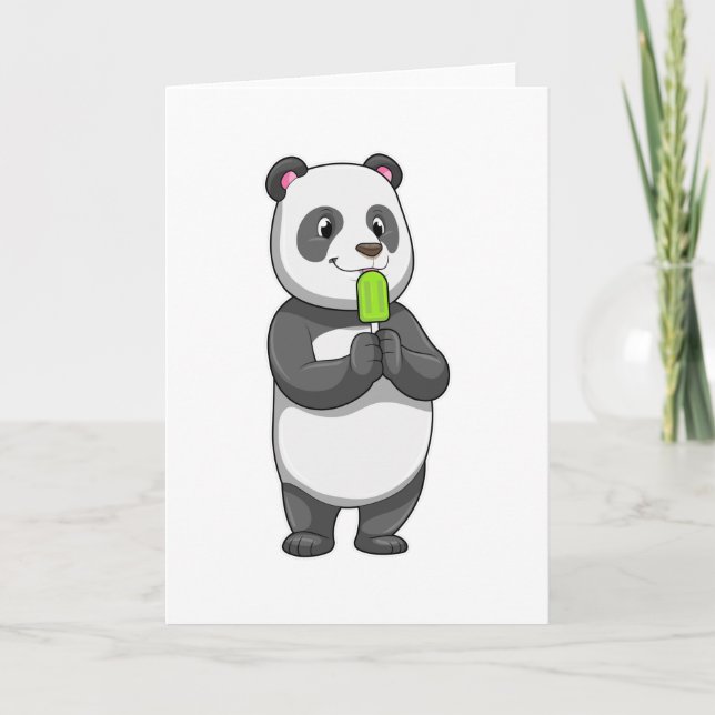 Carte Panda avec sucette glacée (Devant)
