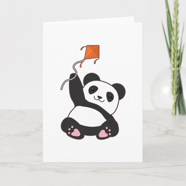 Carte Panda avec un cerf-volant (Devant)