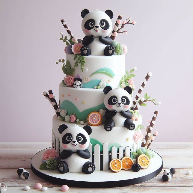 CARTE PANDA BLACK & BLANC SUCRÉ ANNIVERSAIRE DE ENFANT T (Créateur téléchargé)