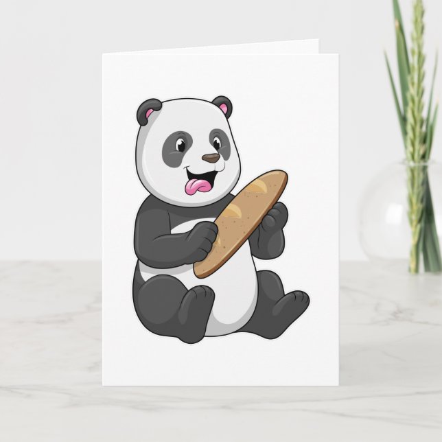Carte Panda comme boulanger avec pain (Devant)