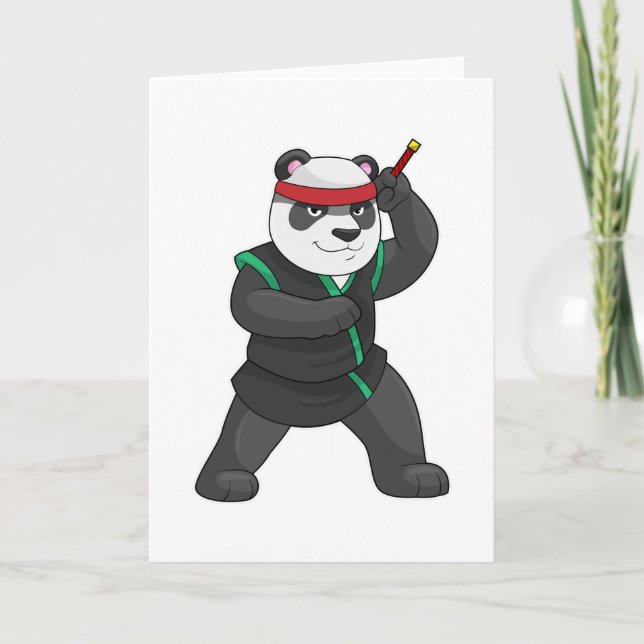 Carte Panda comme Ninja en costume (Devant)