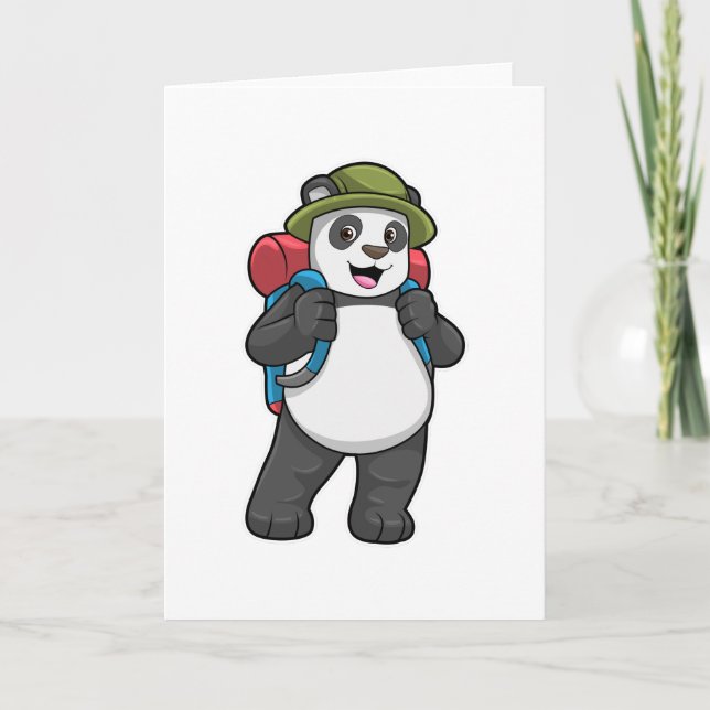 Carte Panda comme randonneur avec sac à dos (Devant)