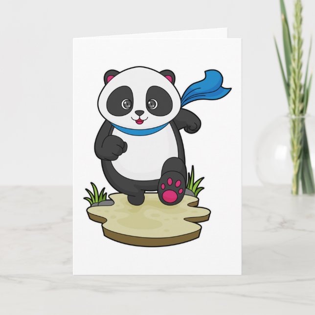 Carte Panda coureur avec Écarf (Devant)