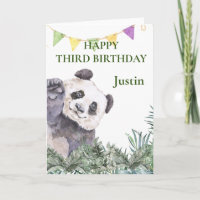 Panda Cutie Anniversaire Verdure Aquarelle