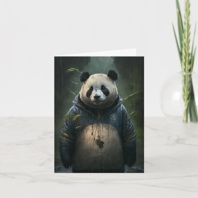 Carte Panda dans la pluie vierge à toutes les occasions (Devant)