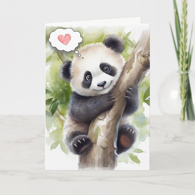 Carte Panda dans l'arbre Pensez à vous (Devant)