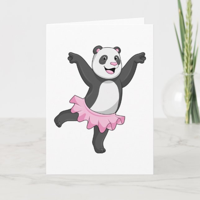 Carte Panda en ballerine au ballet (Devant)