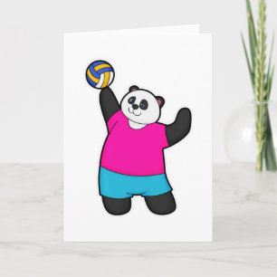 Carte Panda en joueur de volley-ball avec ballon de voll