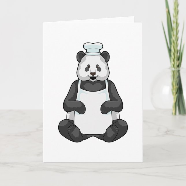 Carte Panda en tant que chef avec casquette Cuisine (Devant)