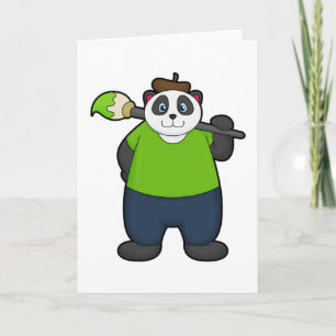 Carte Panda en tant que peintre avec pinceau