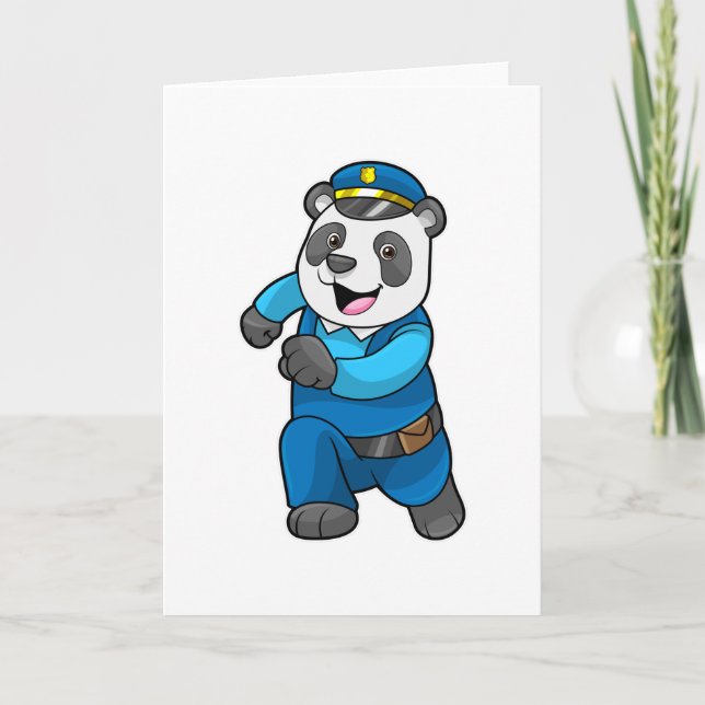 Carte Panda en tant qu'officier de police avec casquette (Devant)