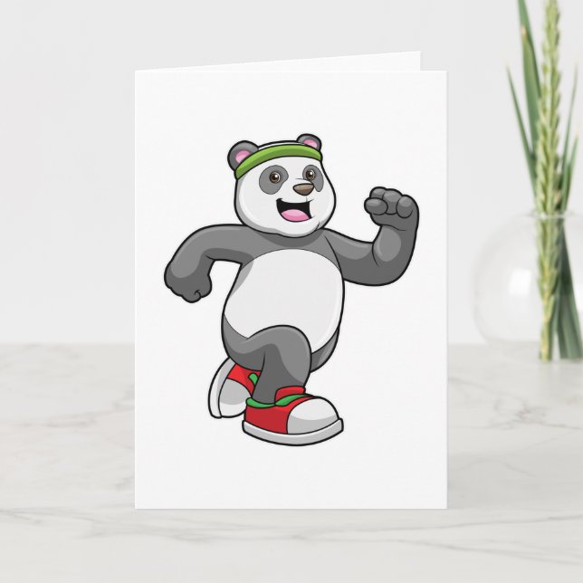 Carte Panda en train de courir avec un bandeau (Devant)