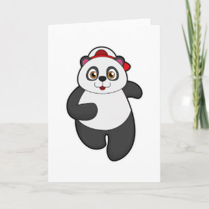 Carte Panda en train de courir avec une casquette