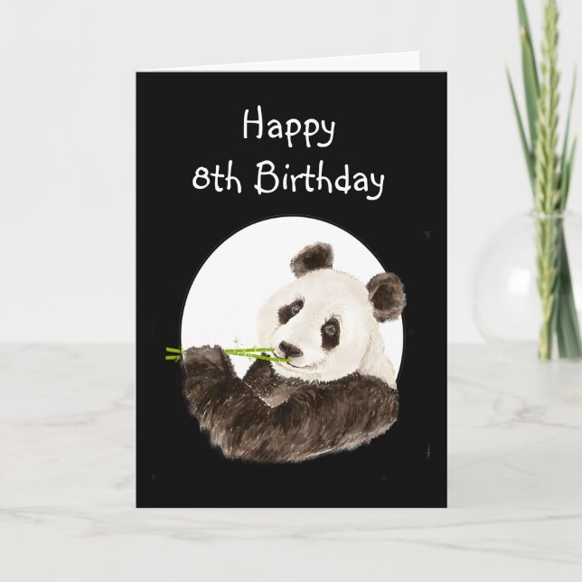 Carte Panda fait sur commande de nom d'anniversaire, (Devant)