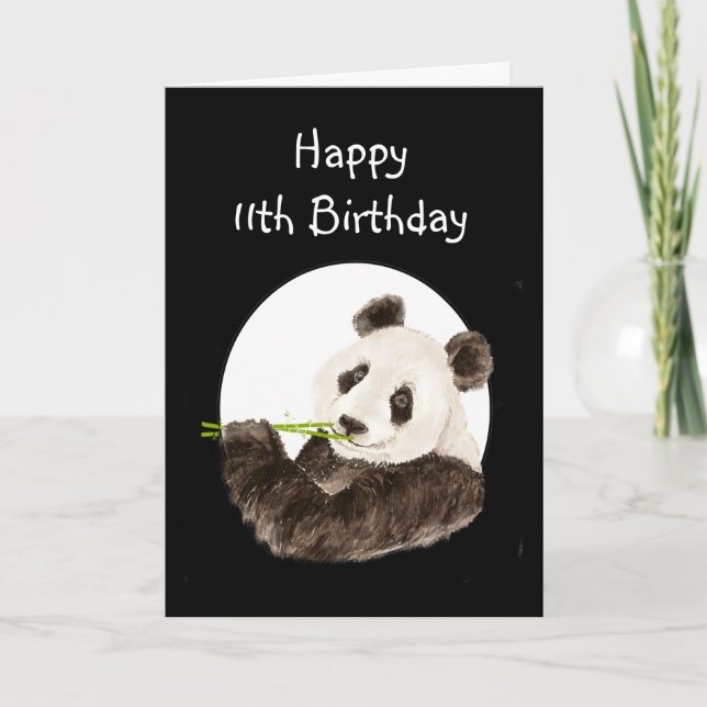 Carte Panda fait sur commande de nom d'anniversaire, (Devant)