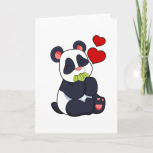 Carte Panda mangeant des feuilles