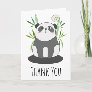 Carte Panda noir et blanc mignonne en Merci Bambou