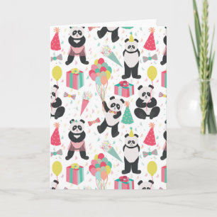 Carte Panda Party - Motif d'anniversaire