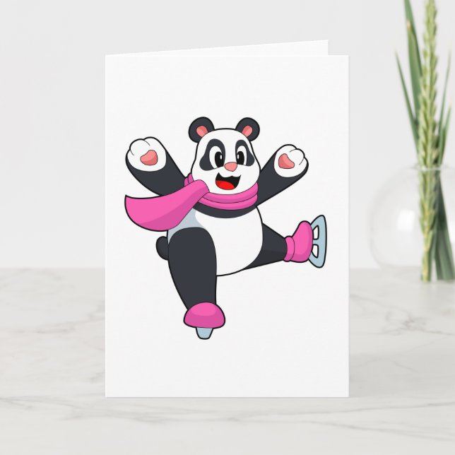 Carte Panda Patinage sur glace Patins sur glace (Devant)