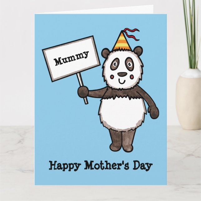 Carte Panda personnalisée pour la fête des mères (Devant)