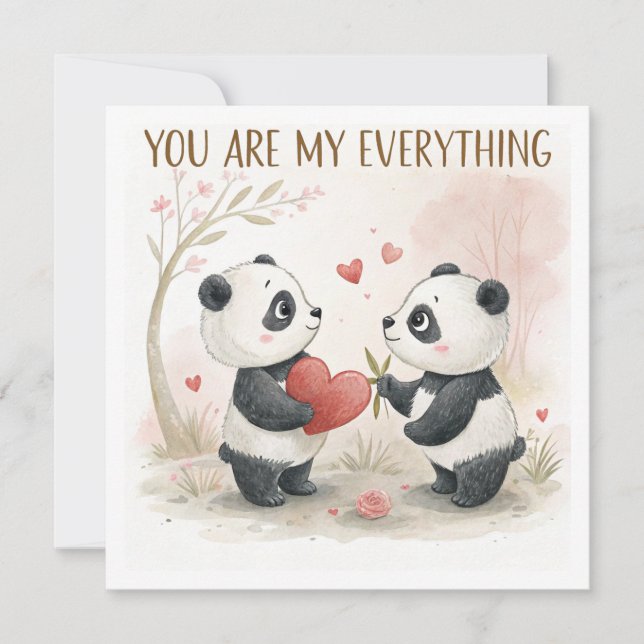 Carte Panda romantique (Devant)