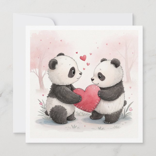 Carte Panda romantique (Devant)