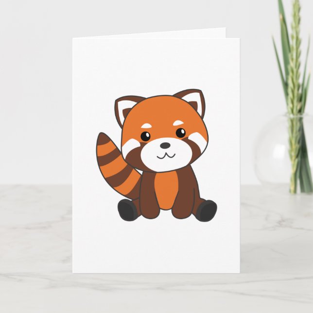 Carte Panda Rouge Cute Animaux Pour Enfants Kawaii (Devant)